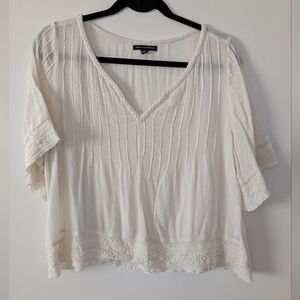American Eagle White Boho Medium Top